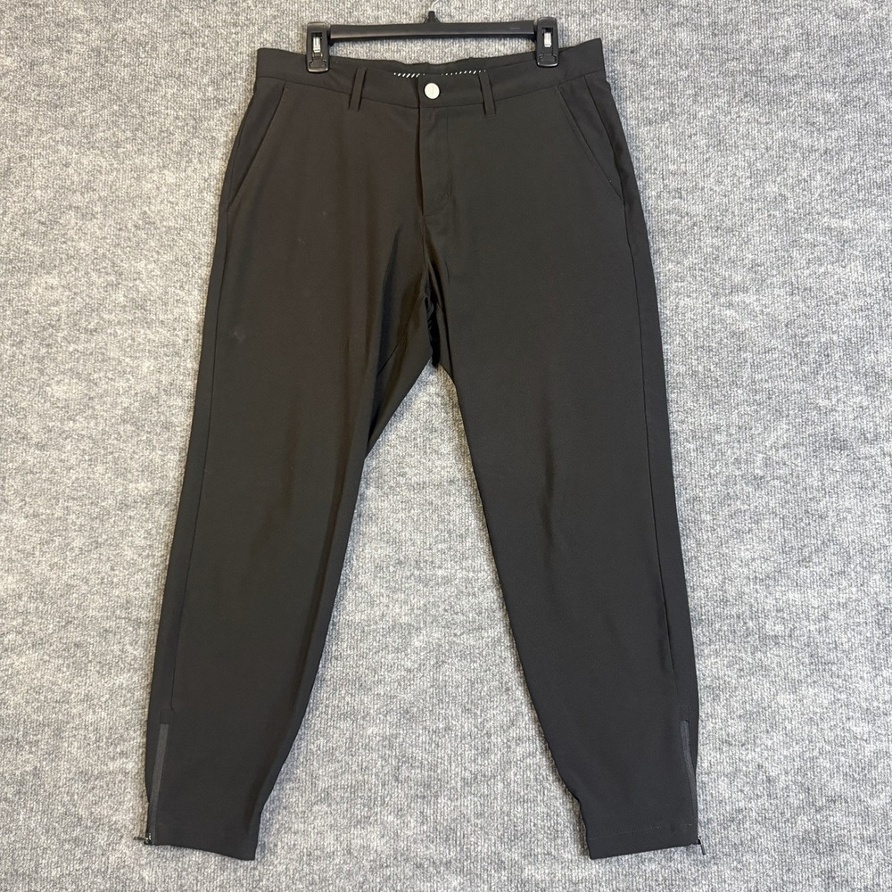 PRIMO Jogger Pants Men 33 Short Black Stretch Slim Dress Tech Zip Ankle Golf